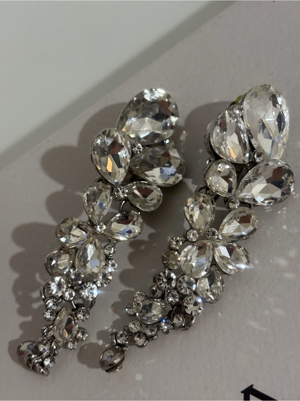 Crystal Teardrop Statement Earrings  Clear Crystal
